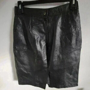 Beautiful Vintage Morningside Black REAL Leather Women's Skirt Size 10